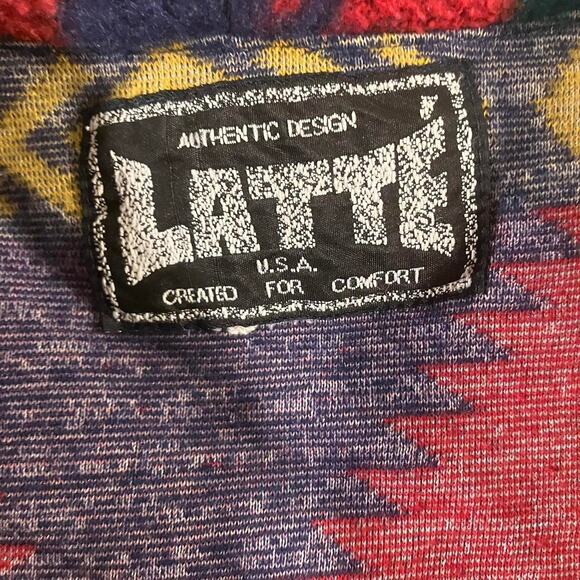 Vintage 90s Latté Multicolor Southwestern Pattern Cardigan - Picture 3 of 5